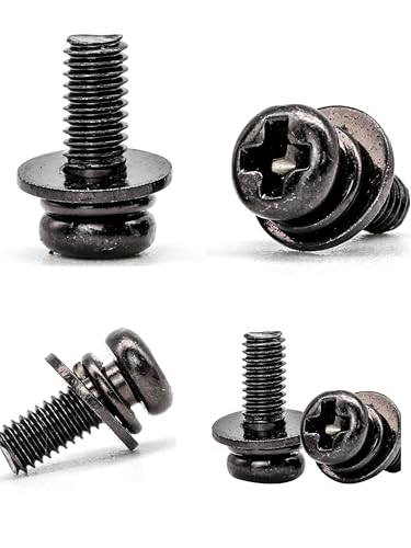 Image of 20 PCS Vesa Screws, VESA Compatible M4x10mm TV /Monitor Wall Mount Screws for 75x75mm and 100x100mm Brackets. Phillips Head M4 x 10mm Black with Washers