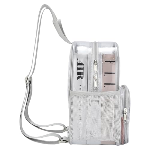 Image of Busiuw Clear Backpack for Stadium Events 12x12x6 with Front Pocket for Concert Sport Fashion Women Backpack Events Work Travel(Silver)