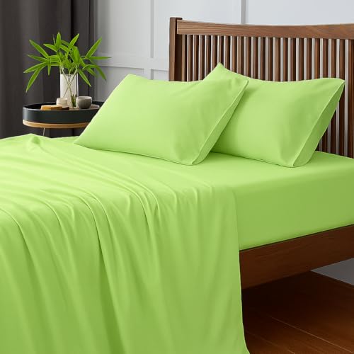 Image of King Size Microfiber Bedsheet - Hotel Luxury 1800 Series - Ultra-Soft & Wrinkle-Free - Sage Solid Color - Includes Pillow Covers