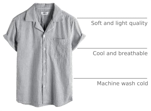 Image of VATPAVE Mens Striped Summer Shirt Casual Button Down Short Sleeve Beach Shirts Cotton Shirts for Men