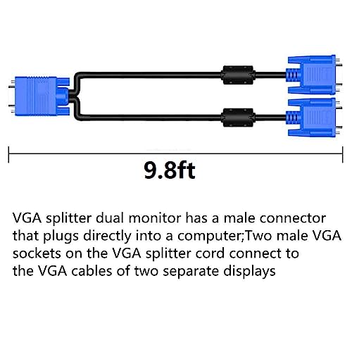image for IT OSAYDE 9.8ft VGA SVGA HD Cable Male-to-Male Video Cable One-to-Two 