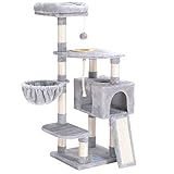 La estabilidad es lo más importante del centro de actividades para gatos: Gracias a la madera de ingeniería de alta calidad, los postes resistentes y la placa base reforzada, el árbol para gatos garantizará que sus gatos activos trepen con seguridad. El dispositivo antivuelco proporciona una doble protección para la seguridad del gato