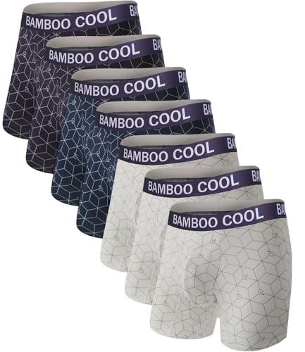 Image of BAMBOO COOL Men's Underwear Boxer Briefs Fly with Built-in 3D Pouch Comfortable Cool Underwear for Men 4 Pack