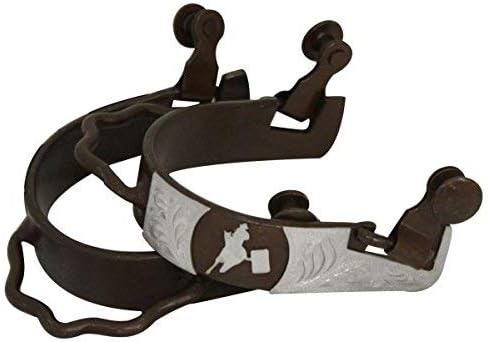 Showman Ladies Antique Brown Bumper Spurs w/Silver Barrel Racer & Engraved Silver Overlay