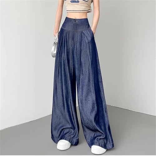 Women's Korean Version of High Waist Loose Slim Drooping Silk Thin Denim Wide-Leg Pants3