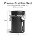 Veken Coffee Canister with Window,Airtight Stainless Steel Pantry Container,Home Kitchen Food Storage Organizers for Ground,Beans,Espresso,Rice,Tea,Sugar,Cereal, Flour,Bar Accessories,Gifts,22OZ,Black