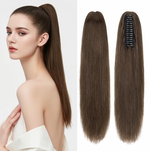 Human Hair Claw Clip Ponytail,Prokyvity Claw Clip Human Hair Ponytail,