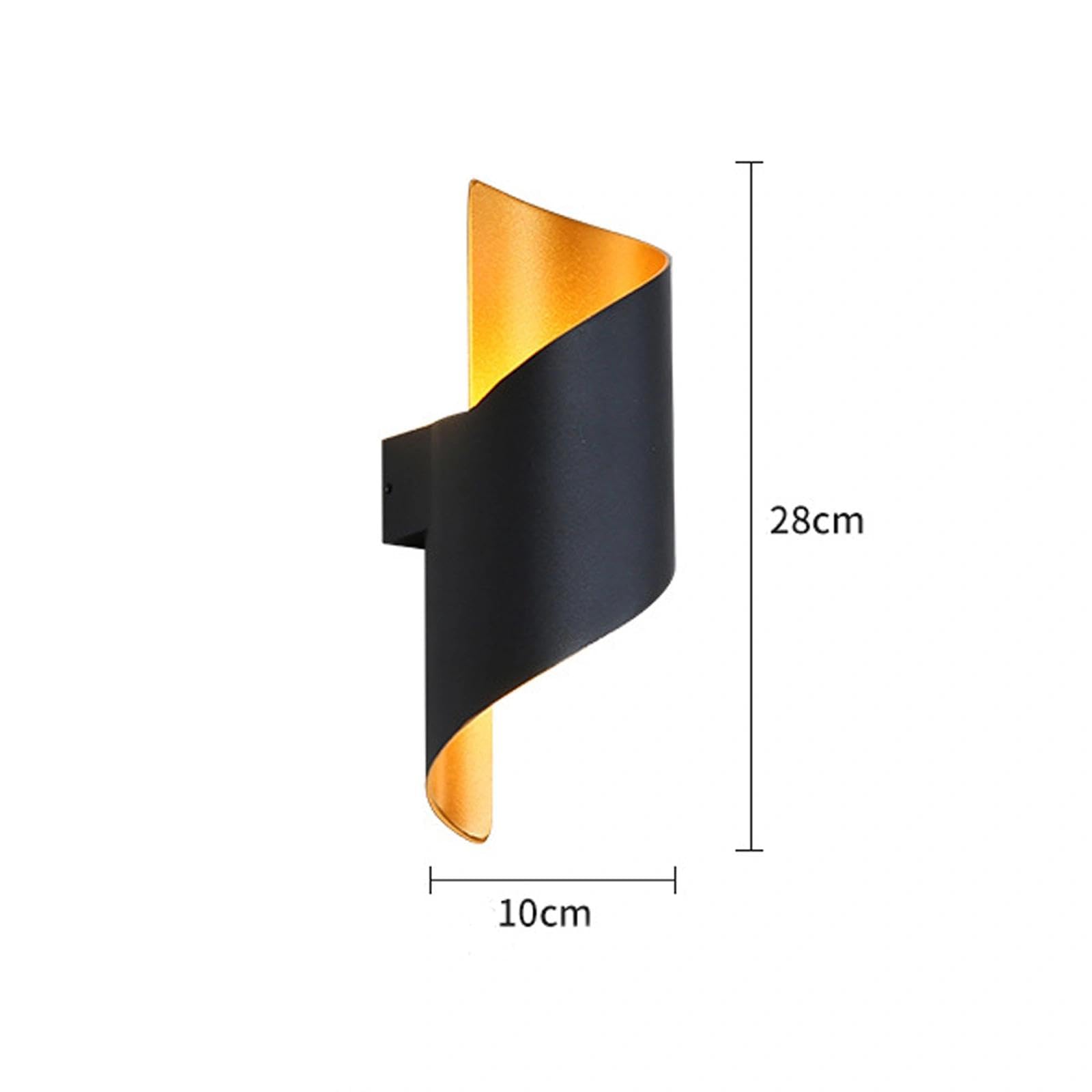 Set di 2 lampade da parete a LED moderne, design a spirale, 18 W, 3000 K, luce bianca calda, elegante lampada da interni in nero e oro, per soggiorno, camera da letto
