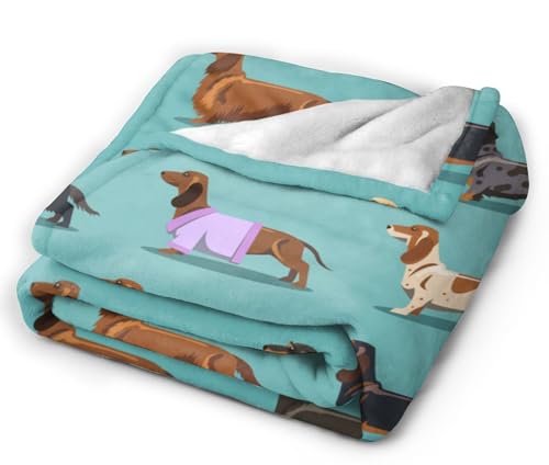 HGOD DESIGNS Cute Dachshund Dog Pattern Fleece Blanket Throw (100x130cm), 100 x 130cm - Image 4