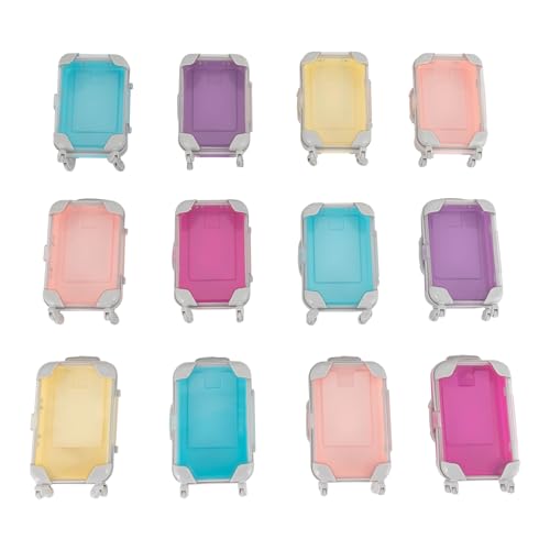 12 Pack Mini Suitcase, Simulation Trolley Case, Mini Luggage,Plastic Candy Box, for Travel Theme Parties and Celebration, 5 Color
