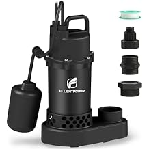 FLUENTPOWER Submersible Sump Pump 3/4HP 3500GPH, Automatic Integrated Float Switch, Portable Electric Cast Aluminum Sump/Sewage Pump for Basement Pool Garden Pond Basin, Black