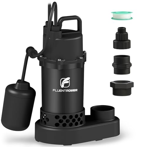 FLUENTPOWER Submersible Sump Pump 3/4HP 3500GPH, Automatic Integrated Float Switch, Portable Electric Cast Aluminum Sump/Sewage Pump for Basement Pool Garden Pond Basin, Black by FLUENTPOWER - Used condition - US$65.83