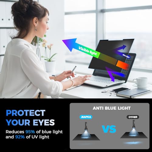 Image of Magnetic Laptop Privacy Screen Filter 15.6 inch for 16:9 Widescreen Computer Monitor, Removable Anti Blue Light Privacy Shield, Anti-Glare Protector