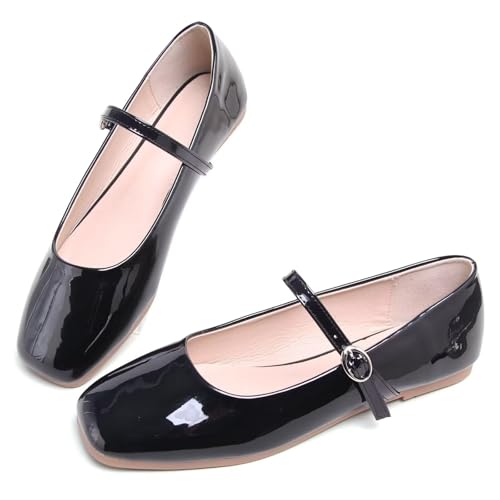 Image of LUXINYU Women's Slip on Flats,Classy Round Toe Solid Classic Mary Jane Ballet Dance Shoes Soft Comfortable PU Flat Shoes