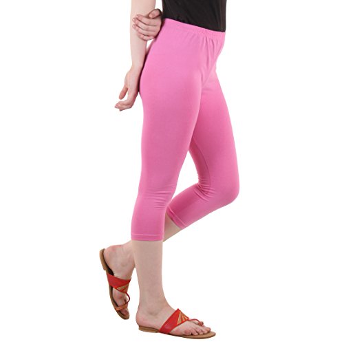 Image of DIAZ Women Cotton Stretchable Capri | Slim /Regular Fit | Breathable Yoga, Gym & Lounge Wear | High-Waist Stretchable 3 /4 Length Leggings with Wide Waistband - Pack of 1