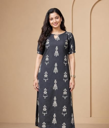 Image of MS VHCK ENTERPRISE Woman Women's Rayon Straight Fit Straight Kurta Kurtis