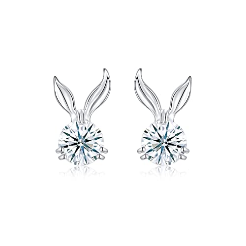 18金シルバー925純銀レディースピアス人気金属アレルギー対応”幸運ラッキー”干支うさぎ (プラチナ)