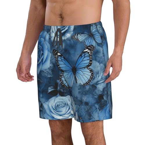 Men's Swim Trunks Blue Rose Quick Dry Board Shorts Mens Bathing Suit Beach Swimwear with Pockets4