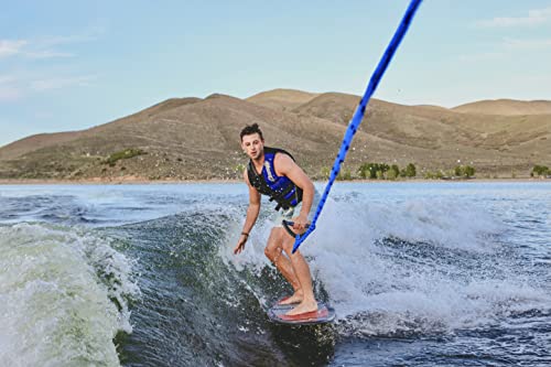Wakesurf Rope With Handle - Adjustable 25 Foot Tow Rope With 10" Handle (Blue) #TOP6