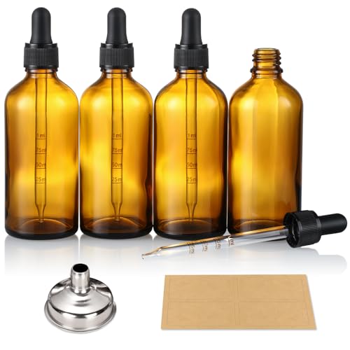 Aozita 4OZKDJY-4 4Oz Dropper Bottles With Measured Dropper, 4 Pack - 120Ml Dark Amber Glass Tincture Bottles With Graduated Glass Eye Dropper (1Ml Measurement) For Essential Oils thumb #8