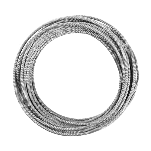 Fodlon Drahtseil 5mm Set 20m / 65.6ft Stahlseil Edelstahl Flexibel Edelstahlseil 7 x 7 Stainless Steel Wire Rope Seil Draht 881lbs(400kg) Allgemeine Bärenladekapazität / 2204lbs(1000kg) Maximale