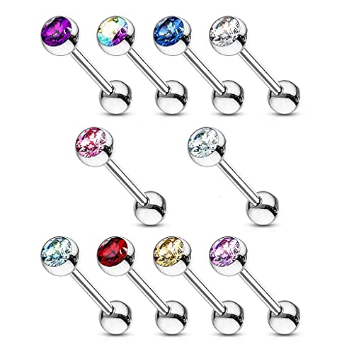 Lot 10 Piercings Langue UTOPIA Acier Chirurgical Inoxydable Anti Allergique Barbell LOVEPIERCING