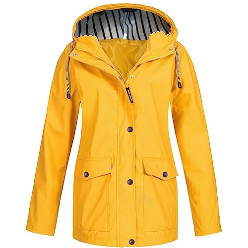 TANGNADE Waterproof Rain Jacket Women Plus Size Lightweight Raincoat with Hood Outdoor Travel Hiking Camping Windbreaker