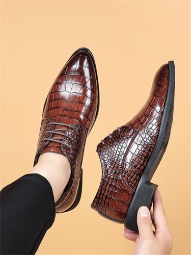 Image of Men's Retro Crocodile Print Dress Shoes Modern Formal Business Oxford Casual Leather Shoes