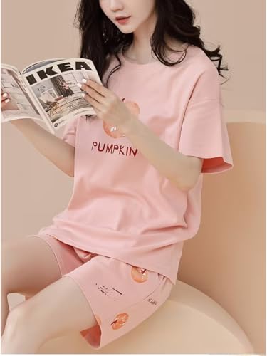Image of Celary Korean Women's Pyjama Set|Cute Printed T-Shirt & Shorts Set|Soft Cotton Blend Women Night Suit Sleepwear| Shorts Set for Women
