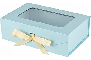 PLINJOY Gift Box for Baby: Transparent Blue Storage Case with Magnetic Closure