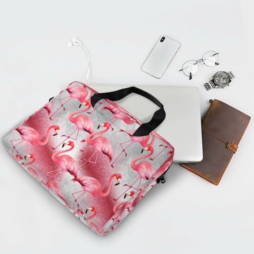 Funda para laptop portátil 15.6 pulg con correa y asa gris flamenco miniatura 7