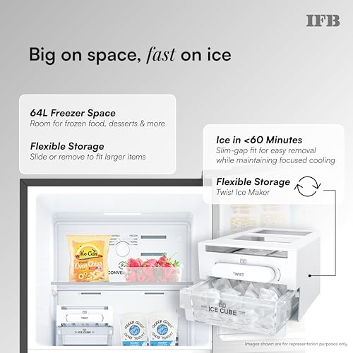 Image of IFB 285L 3 Star 10 in 1 Convertible, Advanced Inverter Frost-Free Double Door Refrigerator with 30 Hrs Cooling Retention, Freezer LED & 4 Year Super Warranty (2026, IFBFF-336CYKSETM, Metal Black)
