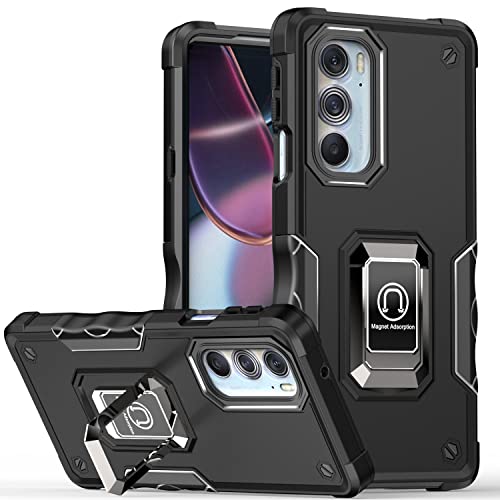 Image of Case for Motorola Moto Edge Plus 2022 Case Kickstand Holder Built-in Magnetic Car Mount Shockproof Camera Protective for Edge+ Plus 2022 /Edge X30 /Moto Edge 30 Pro Phone Case (Black)