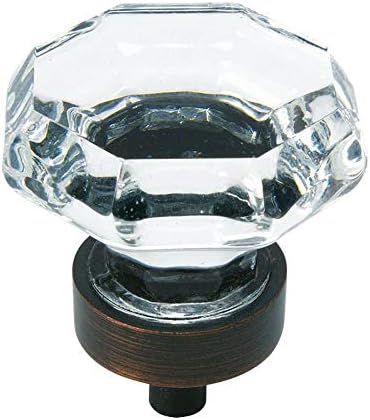 Cosmas 5 Pack 5268ORB-C Oil Rubbed Bronze Cabinet Knob with Clear Glass - 1-5/16 Diameter