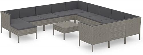 Miniatura 3 de QZZCED Juego de 13 piezas de salón de patio con cojines sofá al aire libre juego de bar de patio muebles modernos para exteriores banco de comedor