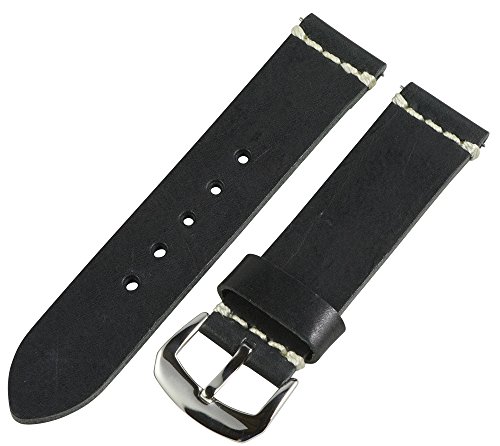 Clockwork Synergy® Dapper Collection - 22mm Black Worn Leather Watch Band