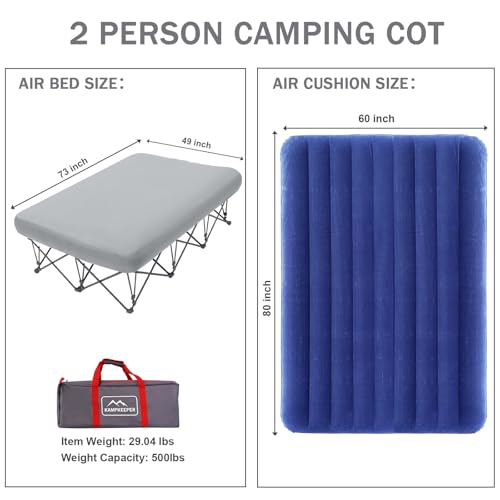 Image of KAMPKEEPER Camping Cot,Camping Cots for Adults,Folding Camping Cot with Inflatable Air Mattress and Carry Bag,for Outdoor Travel Camp Beach Vacation (not Included The Airpump)