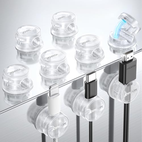 Image of 9 Pack Magnetic Cable Clips [Cable Smooth Adjustable] Cord Holder, Under Desk Cable Management, JOYROOM Adhesive Wire Holder Keeper Organizer for Home Office Desk Phone Car Wall Desktop Nightstand