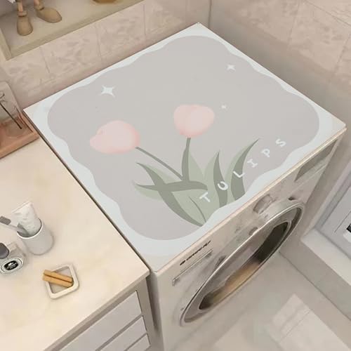 Image of Homecloud Non-Slip Washing Machine Mat - Durable Waterproof Protective Cover for Washer & Dryer, Dust-Resistant Mat Ideal for Laundry Room & Kitchen Appliances | 60x60cm (Beige)