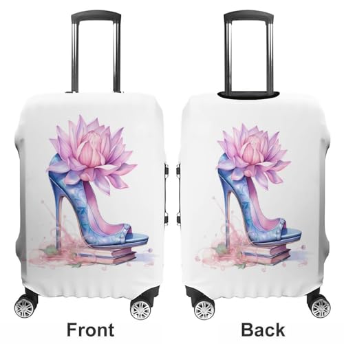 Fashion High Heels Flower Travel Luggage Cover Washable Suitcase Protector Baggage Covers for Women Men XL3
