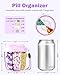 Pill Organizer,Pill Dispenser with 7 Large Compartments,Portable Pill Box Bottle Box with Wide Opening for Easy Use, Anti-Mix Tablet Organiser for Travel,Includes 20 Pcs Sticky Labels（Purple）