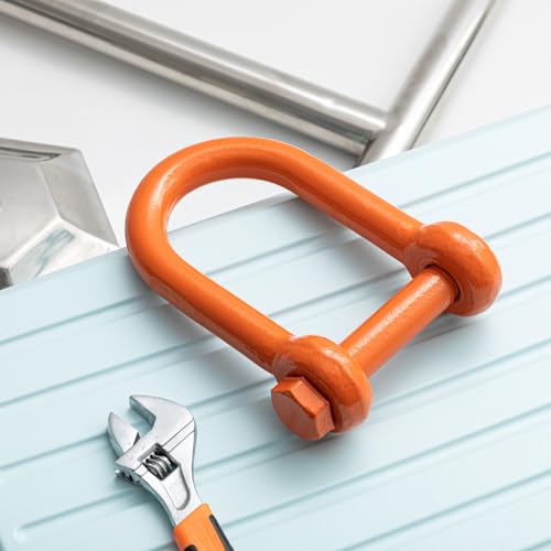 Image of 2 Pcs Screw Pin Long Reach Shackle, Long Reach Shackle with Painted Screw Pin, Clevis D-Ring Lifting Attachment, Professional Use, Industrial Alloy Steel (1 Inch,Orange)
