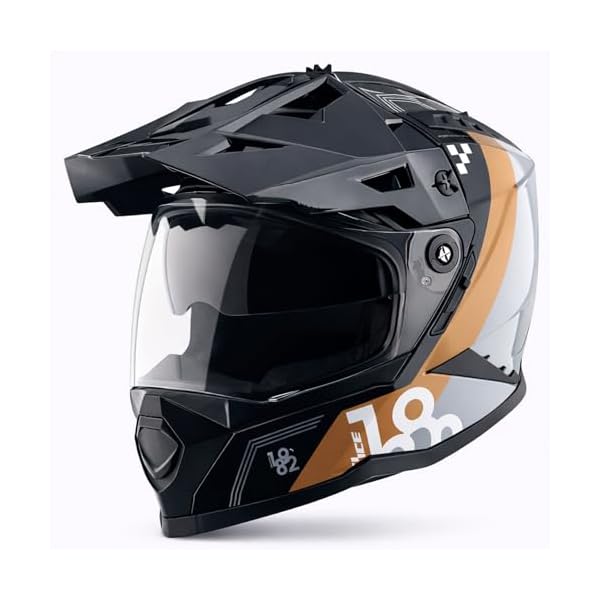 Vega VF 11 Dirt-X Aircraft Full Face Riding Helmet with Aerodynamic ABS Shell, Shock Absorbing Interior, Ventilated Comfort Fit, Racing -Inspired Design – Black Gold