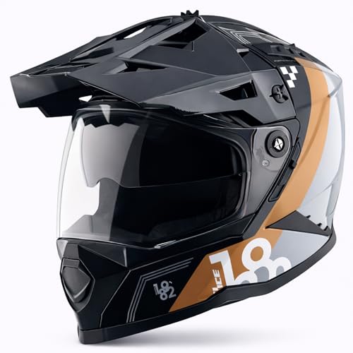 Image of Vega VF 11 Dirt-X Aircraft Full Face Riding Helmet with Aerodynamic ABS Shell, Shock Absorbing Interior, Ventilated Comfort Fit, Racing -Inspired Design - Black Gold
