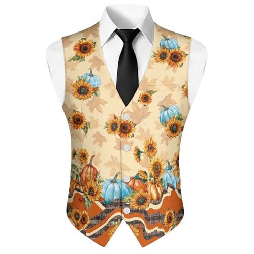 Casual Vests for Men 4-Button Sleeveless Western Vest with Pocket & Back-Belt