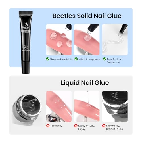Image of Beetles 3D Gel Nail Art, 1Pcs 15ml Sculpting Gel 3 in 1 Clear No Wipe Nail Polish Rhinestone Art Glue for Nail Gems Diamond Jewelry U V LED Lamp Needed DIY Home Salon Nails Gifts for Women