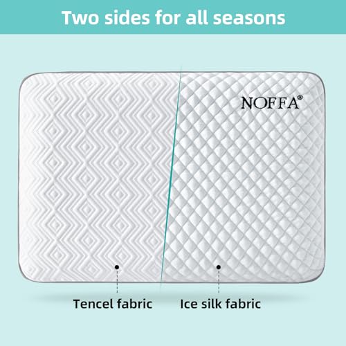 NOFFA-Oreiller-Rafraichissant-Pillow-Oreiller-Ergonomique-Cervical-40x60-Ice-Silk-Oreiller-Memoire-de-Forme-Plat-pour-Les-Dormeurs-Lateraux-avec-Housse-Double-Face