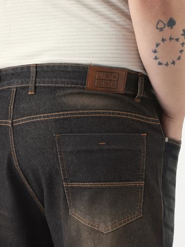 Image of Urbano Plus Men's Straight Fit Heavy Washed Jeans Stretchable