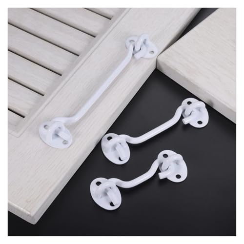 Pestillo de ojo gancho blanco de acero inoxidable resistente para puerta con tornillos 7