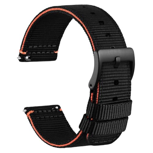 Image of WOCCI Nylon Watch Bands, Contrast Woven Design, Quick Release, Stainless Steel Buckle, Band Width 20mm 22mm 24mm 26mm
